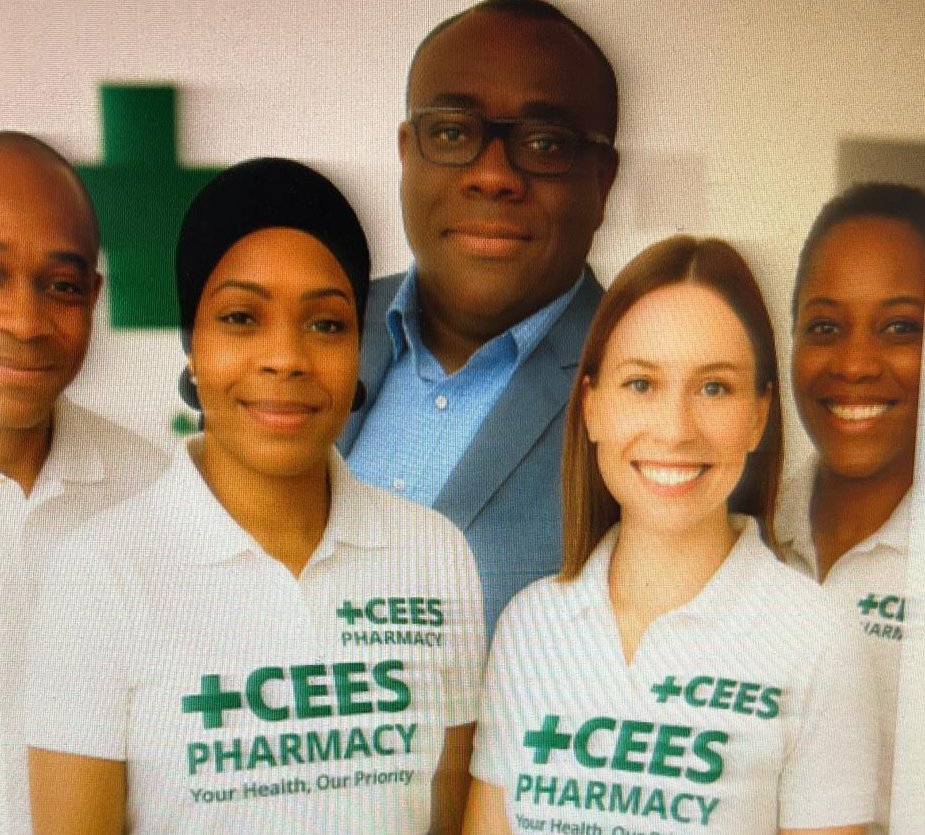 The 3CEES Pharmacy support team in their branded polo shirts
